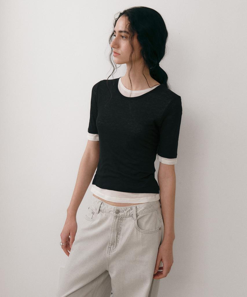 Loutaideu Layered T-Shirt [Black]