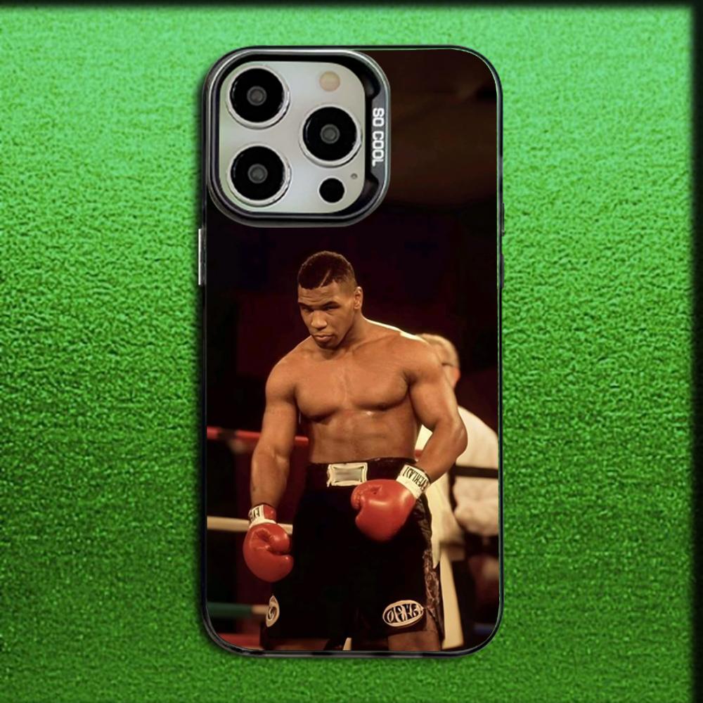 M-Mike Tyson Boxer Phone Case For iPhone 16,15,14,13,12,11,Mini,Pro,MAX Gray Matte Silicone Black Cover