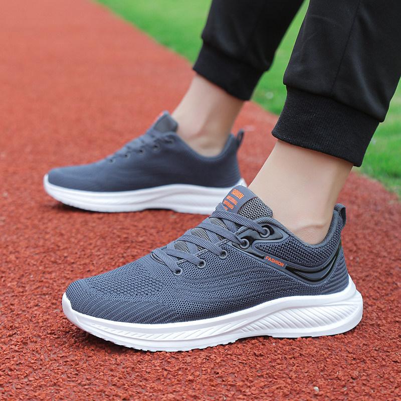 Autumn Black Casual Men's Shoes Student Mesh Breathable Running Shoes Soft-soled Sports Shoes Deodorant Travel Shoes Lightweight