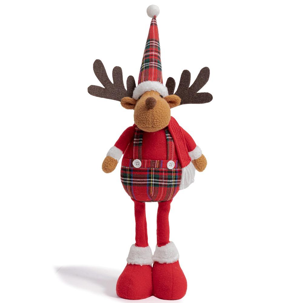 Ornements de Poupée Élan de Noël Rouge Créatif Poupée Renne Cartoon Debout Jambes Longues Mignon Décoration Joyeux Noël Fournitures de Nouvel An