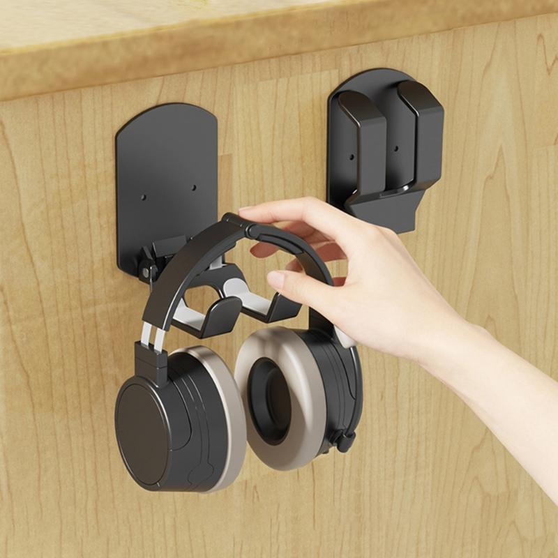 No Drill Headphone Hanger for Wall Mount Storage, Adhesive ABS Holder for Over Ear Headphones in Dorm and Office Areas