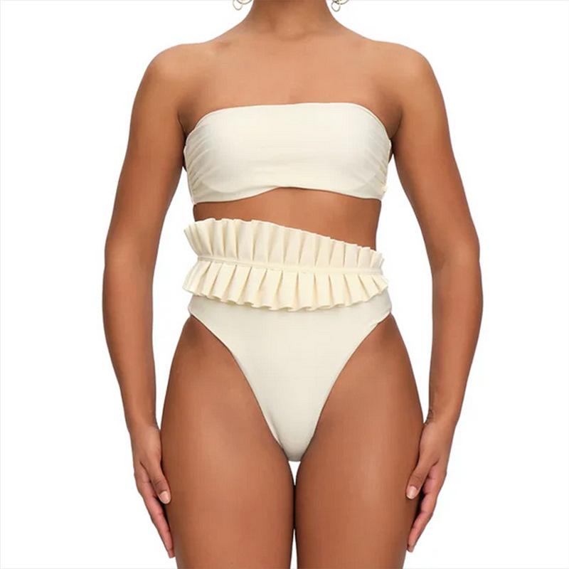 1011 European and American popular simple irregular split swimsuit women wear more bikinis