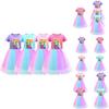 Vestido de Renda Arco-Íris Super Mario Princesa Peach para Meninas em Roxo, Vermelho e Rosa