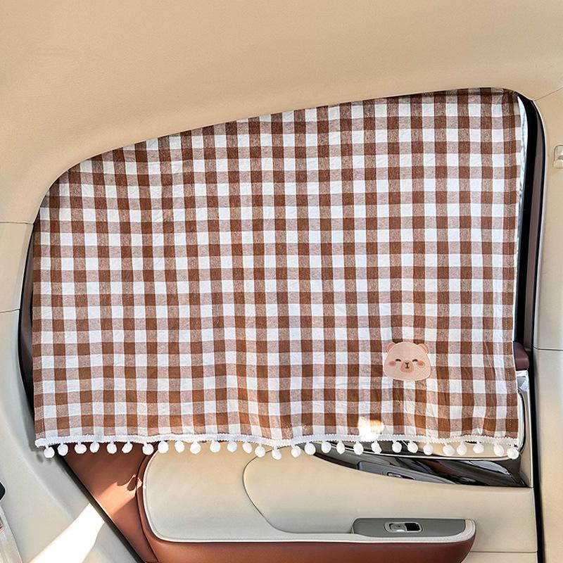 Cartoon Cotton Car Sunshade - Comfortable Baby Window Blackout Curtain for Heat Insulation and Sun Protection