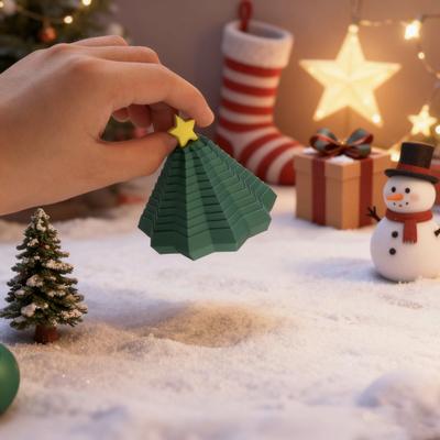 Yousheng 3D Geprint Kerstster Speelgoed Stressverlichting Intrekbare Toren Fidget Ster met Handvat Kinderen Tieners Volwassenen Draagbaar Reizen Telescopische Kerstboom