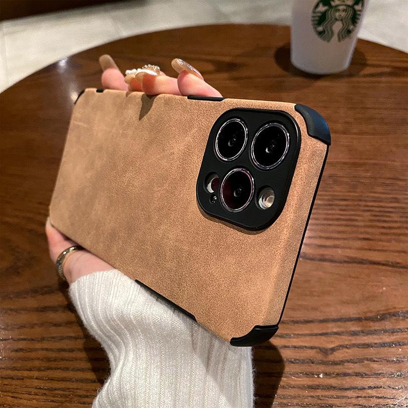 

Retro Suede Texture Shockproof Phone Case for iPhone, Anti-Slip Matte Protective Cover with Reinforced Corners apple 7/8