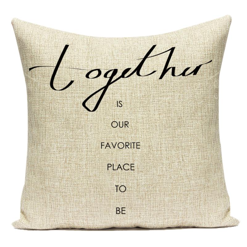 Motto Letters Printed Home Decor Cushion Covers Polyester Black White Pillow Cover Sofa Bed Car Decorative Pillow Case