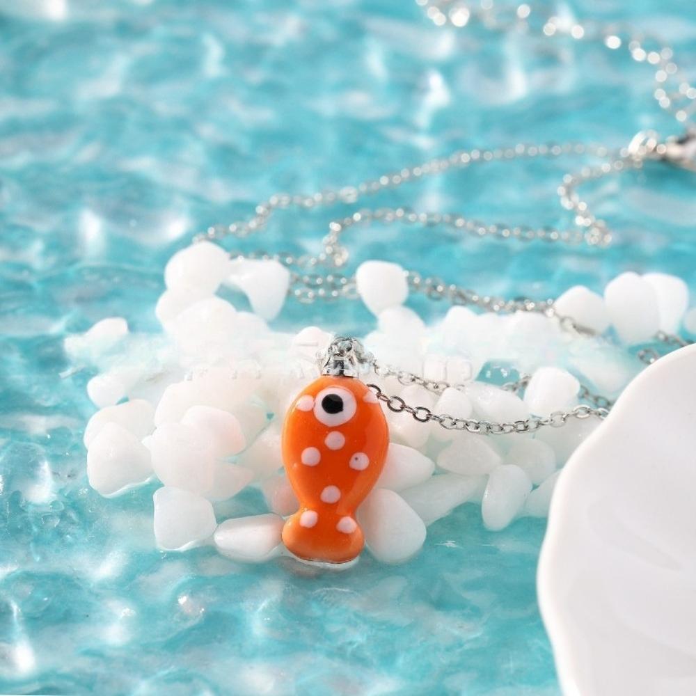 Cute Creativity Stereo Painted Ceramics Ocean Tropical Fish Pendant Necklace for Women Summer Funny Jewelry Accessories Gifts