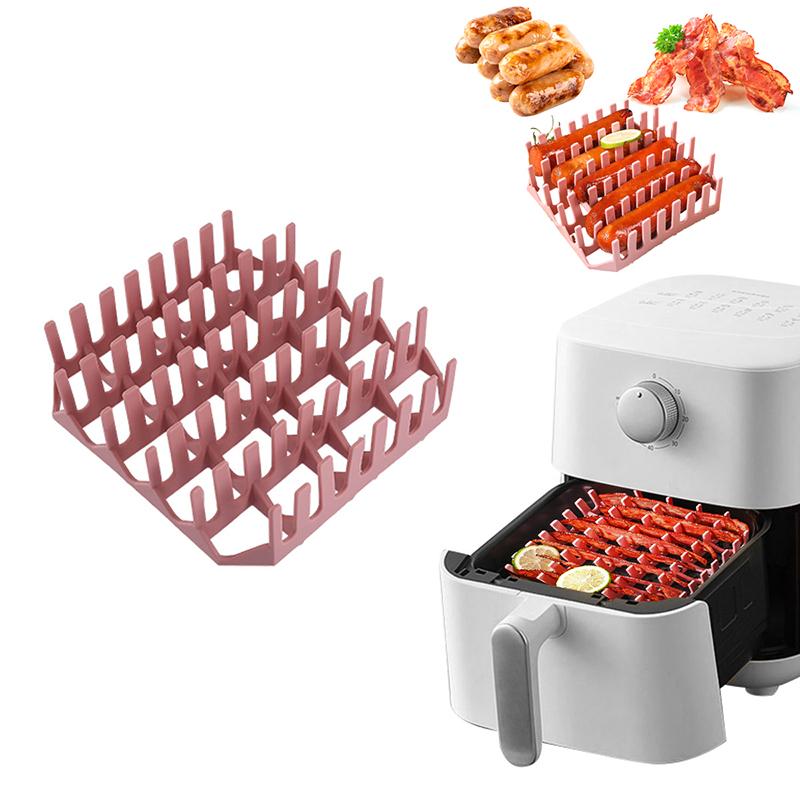 1 Stück Silikon-Heißluftfritteusen-Schale, Frittierkorb, Form, Korb, Topf, Wiederverwendbar, Hot Dog, Speck, Kuchenrost, Heimparty, Backzubehör