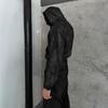 Gotická Retro Streetwear Mikina s Kapucí Pánská Dámská - Opotřebovaná Oversized Mikina bez Zipu v Černé