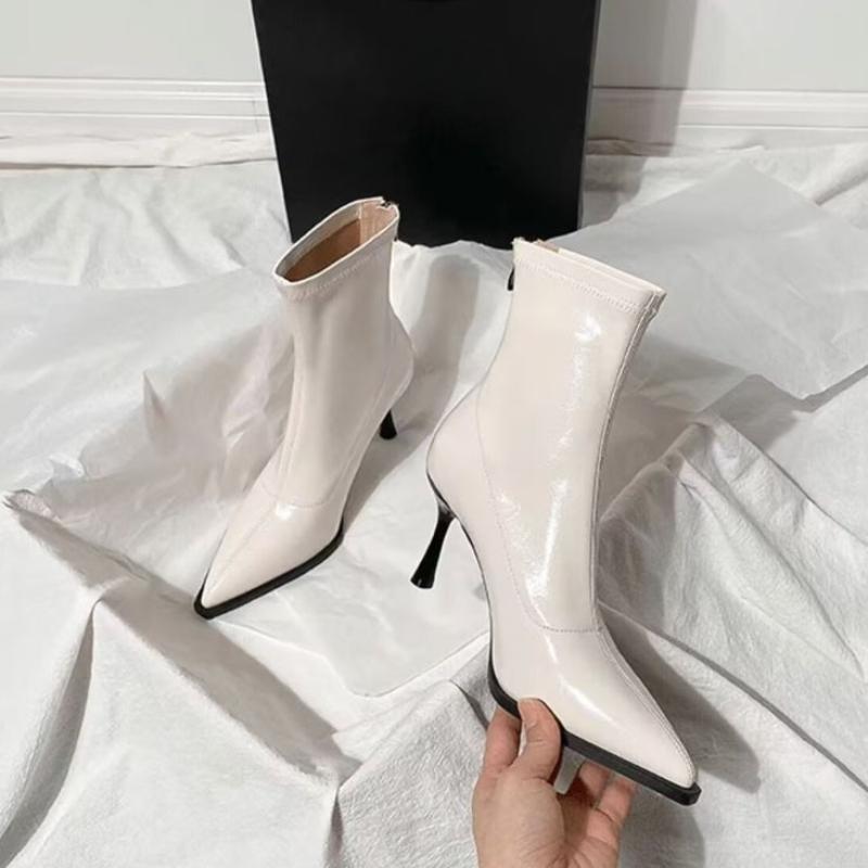 

Мода Осень Зима Мода Тонкий Каблук Узкие Ботильоны Женские Острый Носок Молния Обувь Современные Короткие Ботильоны Zapatos De Mujer 35 бежевый