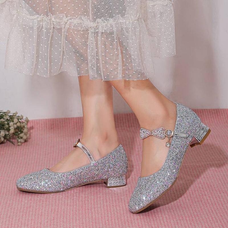 New girls princess single British girls student shoes comfortable beef tendon soft sole college middle and older children's catwalk performance shoes