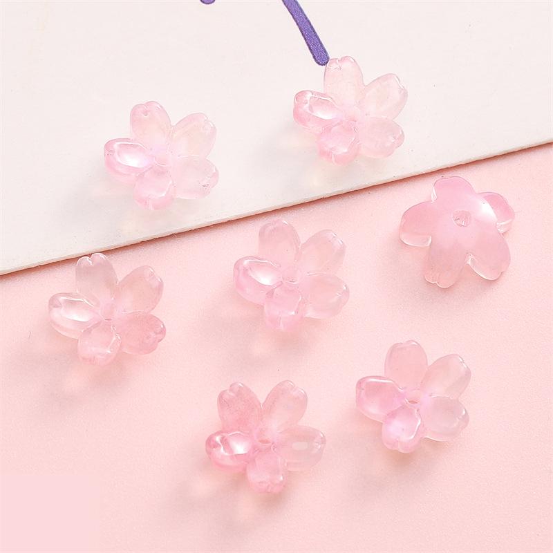 3D Sakura Gradient Glass Beads - Handmade DIY Bracelet Charms