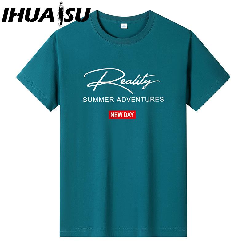 IHUASU Cotton Short Sleeve T-shirt Men's Fashion Loose Half Sleeve Shirt Printed Compassionate Shirt