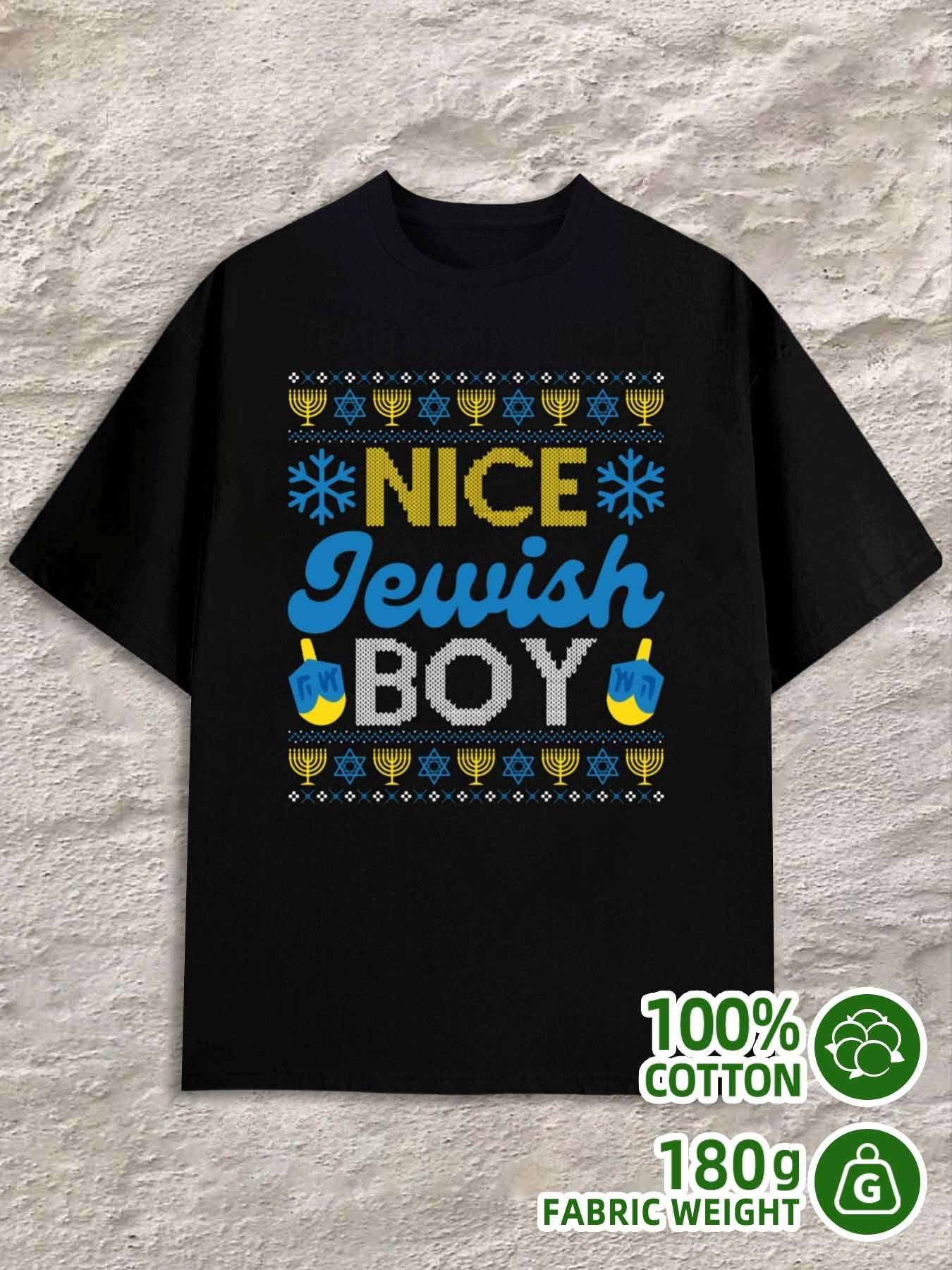 T-Shirt Y2K Hanukkah Jewish Boy Comfort Black S