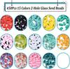 450Pcs 15 Colors 2-Hole Glass Seed Beads Transparent Colours Rectangle Mixed Color 4.5~5.5x2x1~2.5mm Hole: 0.5~0.8mm 30pcs/colors