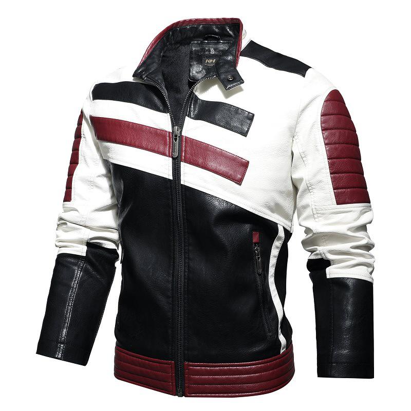 Autumn and Winter Men's Standing Collar Washing Motorcycle Pu Leather Jacket Large Size Casual Leather Jacket Men