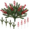 Artificial Pine Needle Branches with Red Berries - Christmas and Wedding Decoration