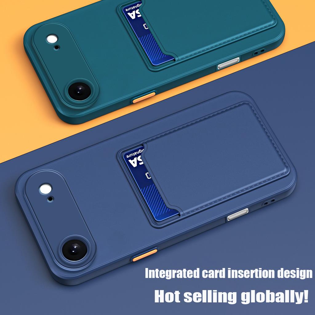 Silicone Wallet Card Slot Armor Case For iPhone 17 Air 16 15 14 13 12 11 Pro Max Plus SE4 16e Mini X XS XR Shockproof Soft Cover