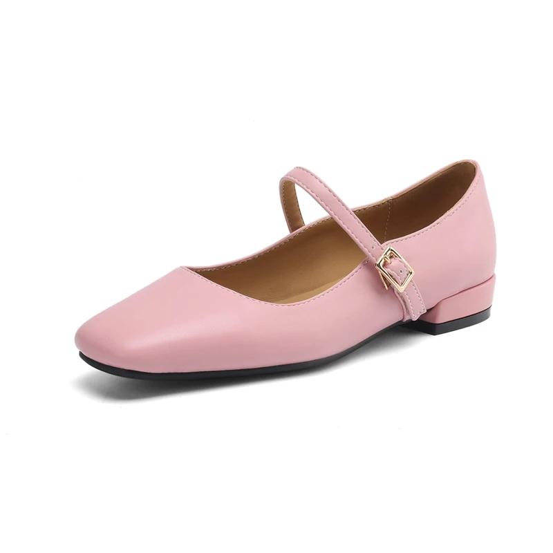 Women's Mary Jane Shoes 2025 New Square Mouth Flat Female Shoes Large Size One-Piece Ballet Shoes For Women