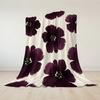 Plum Watercolor Blooms Flannel Blanket Warm Soft Halloween Christmas Couch Warm Cozy Decorative Decor Gift For All Season