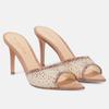 Fashion Women High-heeled Rhinestone Slippers Fashion Stiletto High Heels Slippers Flip Flops Woman Pointed Open Toe Slides Party Shoes