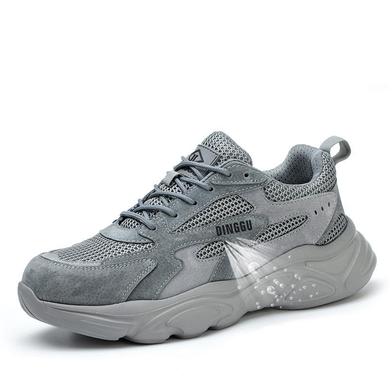 

mens fashion steel toe covers working safety shoes summer breathable security boots worker safe sneakers protective footwear man 275 темно серый