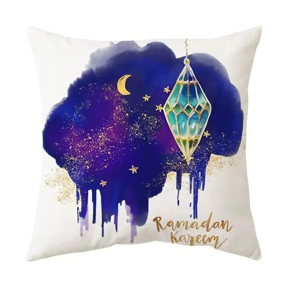 2024 Eid Mubarak Pillowcase Short Plush Comfortable Cushion Cover Islamic Ramadan Decorative Mosque Muslim Pillowcase Gift