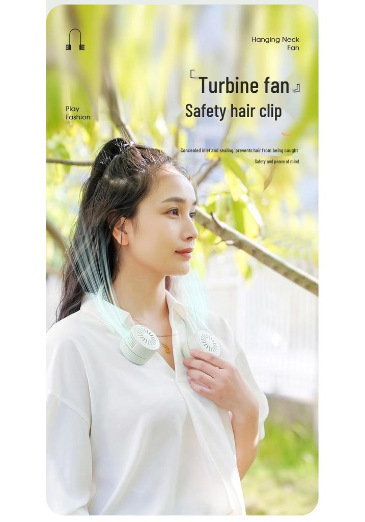 Portable USB Neck Fan: Silent, Leafless, Foldable, Mini Pocket Device for Outdoor Use