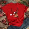 Funny Santa Claus with Christmas Elk Print Women T Shirt Casual Short Sleeve O-Neck Red Tshirt Ladies Y2k T-shirt Female
