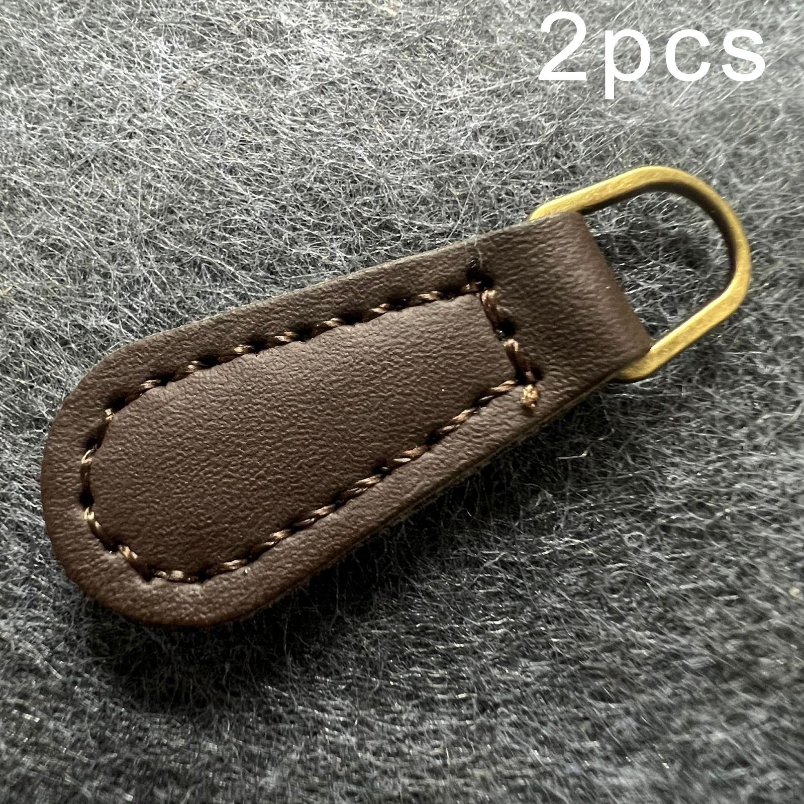 

2 штуки пуллеров для молнии, ПУ детали для кошельков, курток, рюкзаков Coffee Copper Hoop