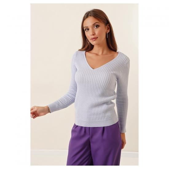 AQE FASHION V-Neck Fine Hair Knitting Detailed Sweater, Women's Fashion Autumn and Winter Sweater