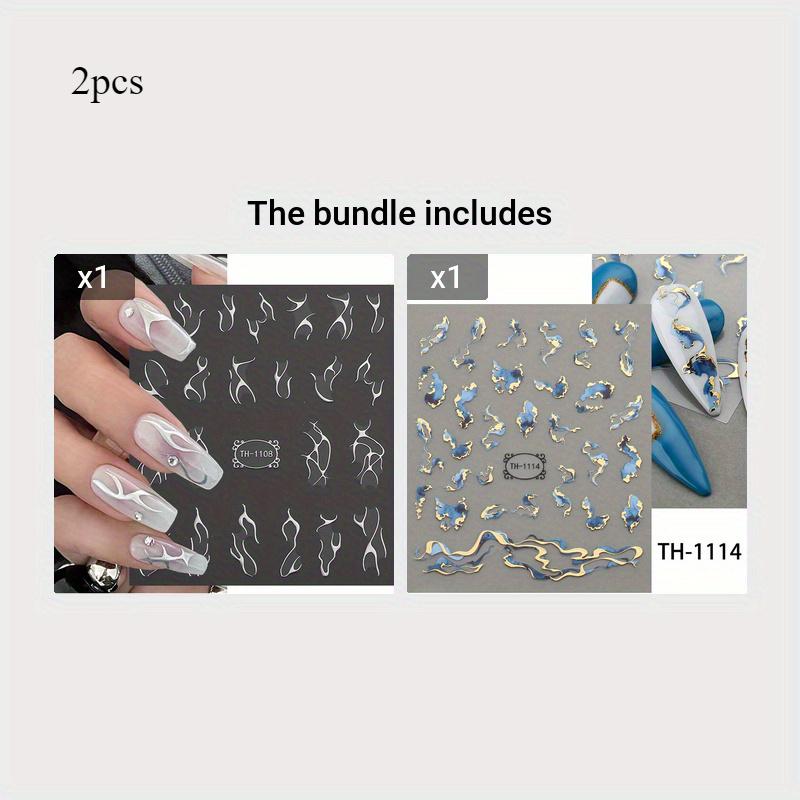 

2 шт. Наклейка для украшения ногтей 3D самоклеящаяся серебристая линия дизайн слайдер для переноса на ногти для женщин модное украшение для ногтей