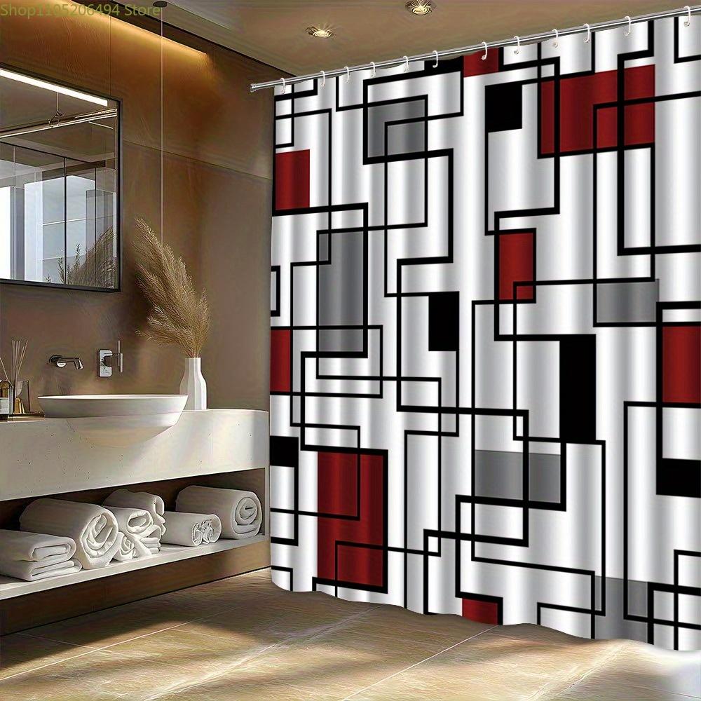 Jit1pc Geometric Pattern Printed Shower Curtain, High-End Elegant And Convenient Installation Bathroom Curtain, Suitable for H