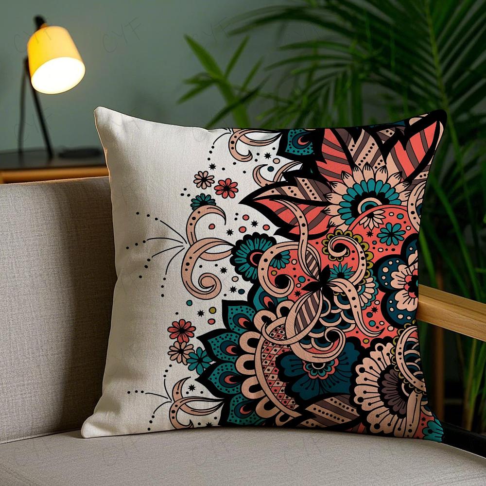 Indonesia B-Batik Design Pillow Case Anti-Dustmite Pillowcase Invisible Zipper Silky Short Plush Sofa Cushion Cover