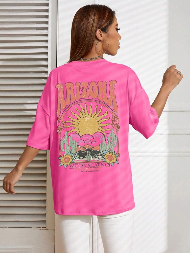 Arizona Scenery Printed Womens T-Shirt Harajuku Personality Tshirt Fashion Casual Clothing Breathable Summer T Shirts Women