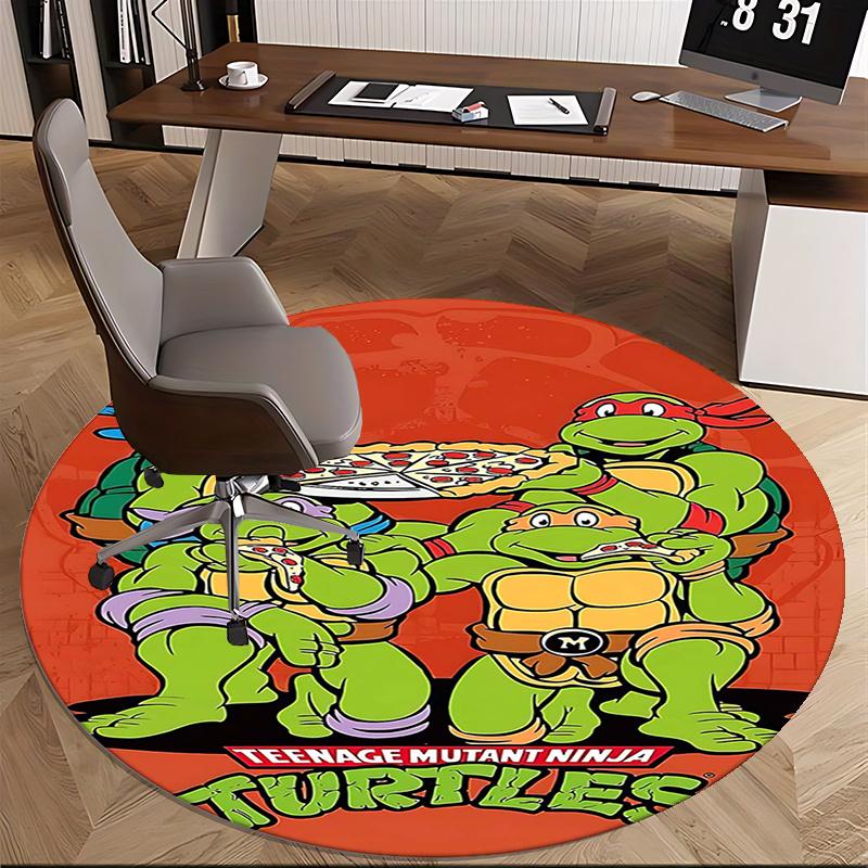 Teenage Mutant Ninja Turtles,Pizza Chair Mat Round Rug Office Carpet, Machine Washable, Non Slip, Suitable for Living Rooms, Bedrooms