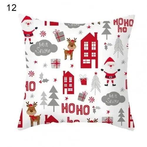 Christmas Themed Throw Pillow Cover With Short Plush Print For Living Room Decoration Cushion Cover Pillow Covers Decorative