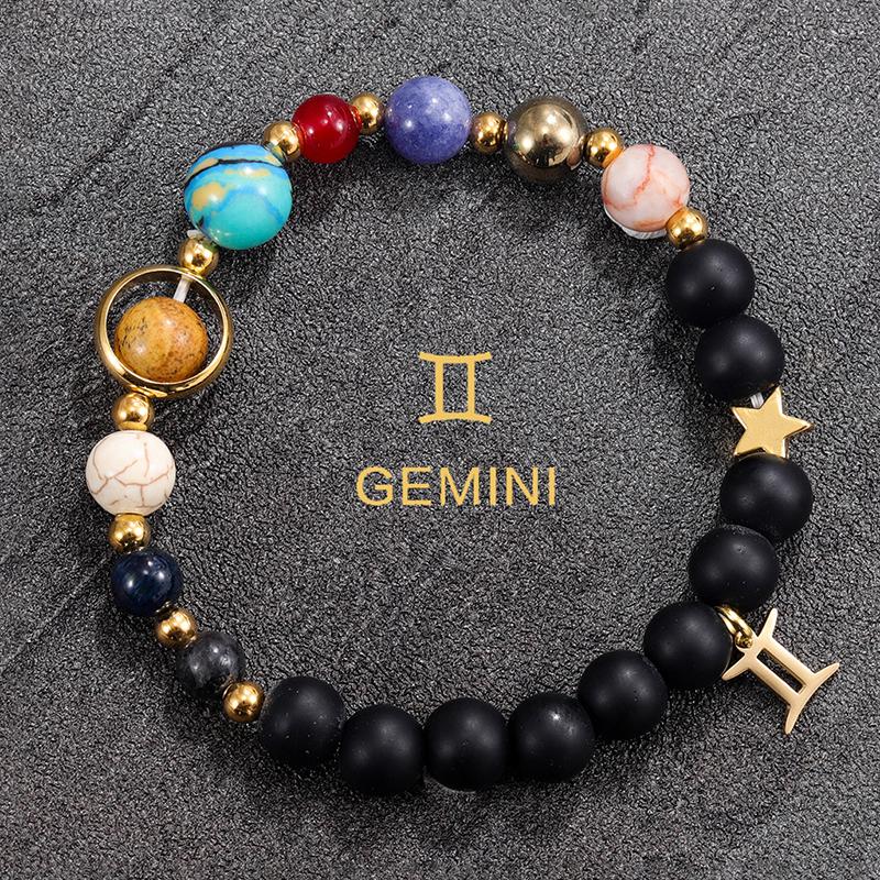 Visata Galaktika Aštuonios Planetos 12 Zodiako Ženklų Apyrankės Moterims Vyrams Natūralaus Akmens Saulės Sistemos Apyrankės Papuošalai Dovanos