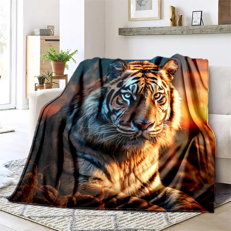 

1PC Tiger printed blanket, all season lightweight home office outdoor nap multifunctional blanket 80cm x 120cm