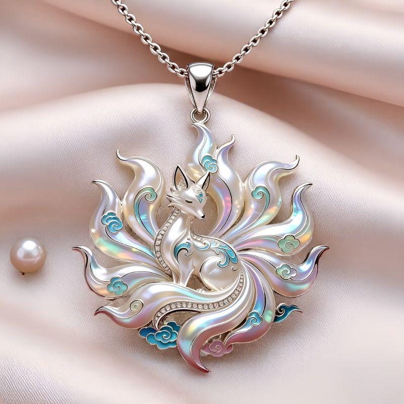 LATS Chinesischer neunschwänziger Fuchs Emaille-Anhänger Halskette für Frauen Freunde Niedlich & Ästhetisch Trendig Exquisiter Schmuck Geschenke