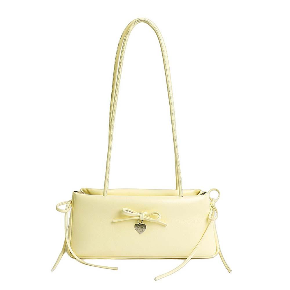 

Anti-splash Water French Stick Handbag Bow Decoration PU Shoulder Bag Shopping жёлтый