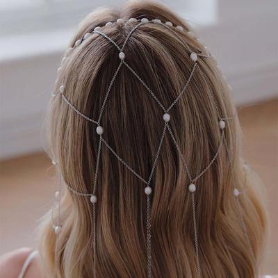1 PC. Neuer Stil Perlen-Haarschmuck. Quaste Haarkette für den Hinterkopf. Weibliches Haaraccessoire, besonders geeignet für