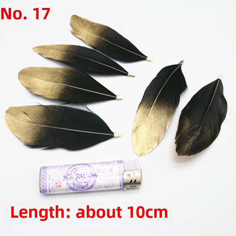 DIY Feather Jewelry Accessories: Large Floating Gold Feather, Small Straight Knife, Spray Gold Gradient Feather