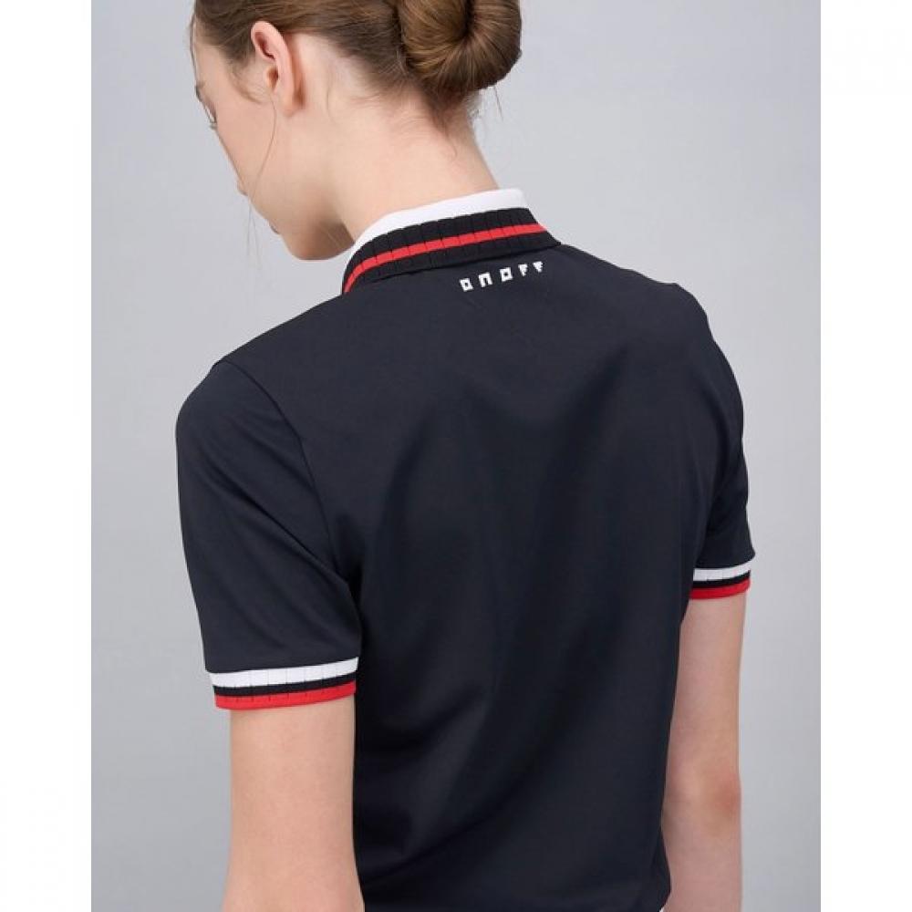 Onoff Women S Drop Shoulder Collared T ShirT Of9043la Black