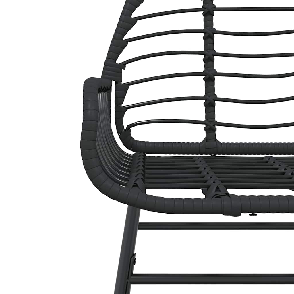 5 Piece Black Poly Rattan Outdoor Dining Set