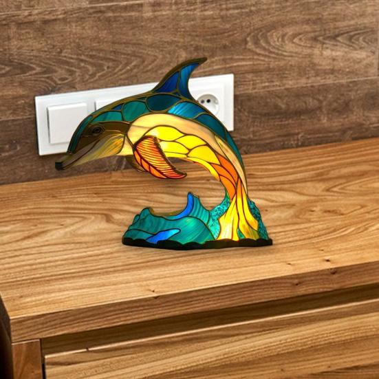 Bunt gebeiztes Harz-Tier-Nachtlicht, Katze, Pferd, Elefant, Delphin, Löwe, Hahn, Eule, Wolf, Form, Tischlampe, Heimdekoration