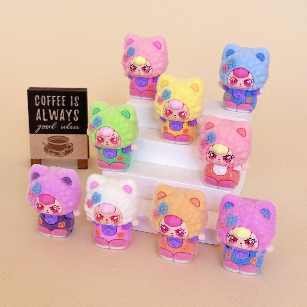 9pcs/Set Flower Cat Doubao Figure Toy Mini Cat Figurine Desktop Decoration Model Ornaments Toys Boys Girls Christmas Gifts