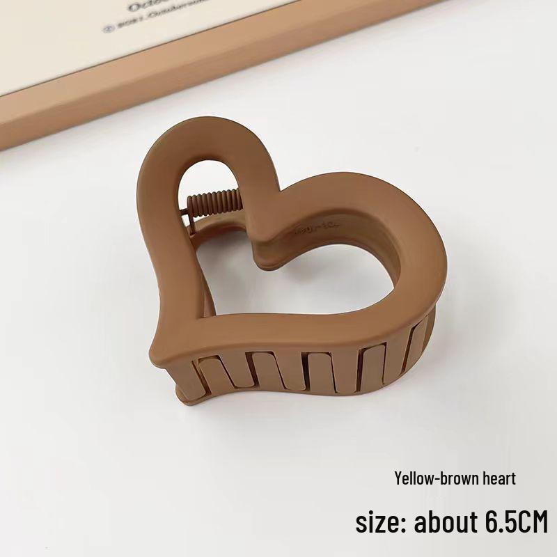 

2024 Простая матовая заколка-краб для волос в форме сердца для женщин - Стильный аксессуар для прически света кофе