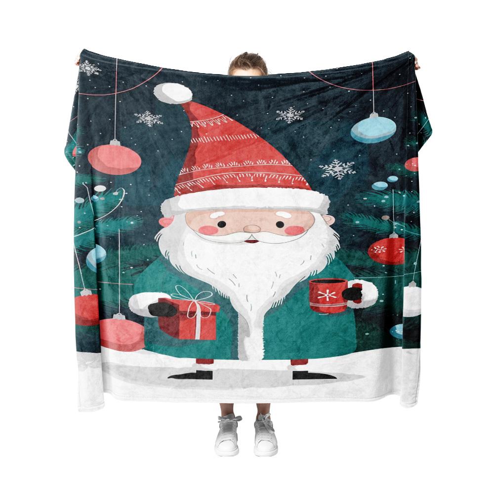 Tuniu Christmas Santa Claus Print Blanket Cozy Soft Warm Bed Sofa Throw Blanket Gift for Kids Adults